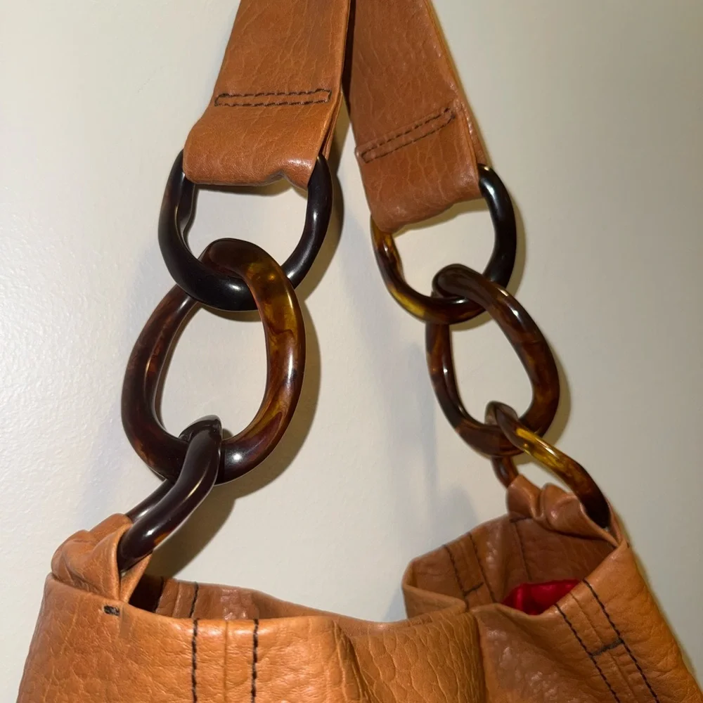 Kate Landry Brown Leather Hobo Bag with Textured Finish - Picture 3 of 12